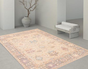 8x10 Oushak Rug - 8x10 Soft Pastel Oushak Rug - 8x10 Oversize Oushak Rug - Large Area Rug - Handmade Wool Rug - 8x10 Rug - 8x10 Vintage Rug