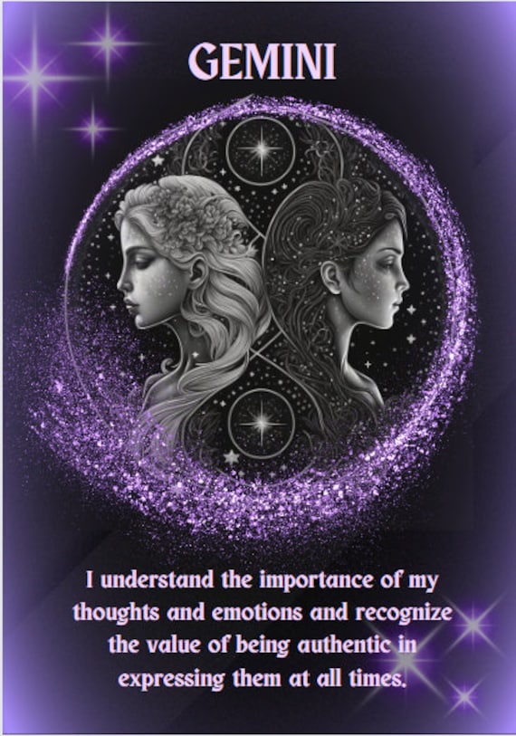 Gemini Zodiac Sign Art Print: Positive Affirmation (digital