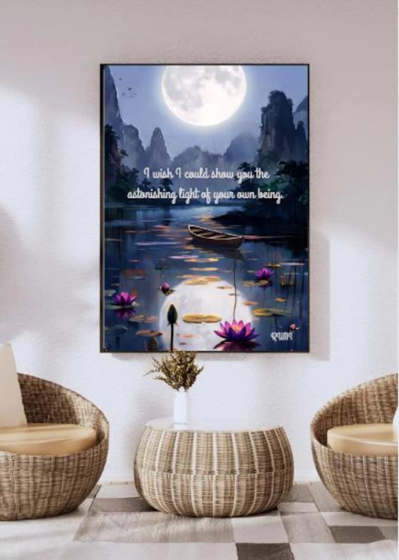 Spiritual Landscape Print With Rumi Quote – Astonishing Light Wall ...