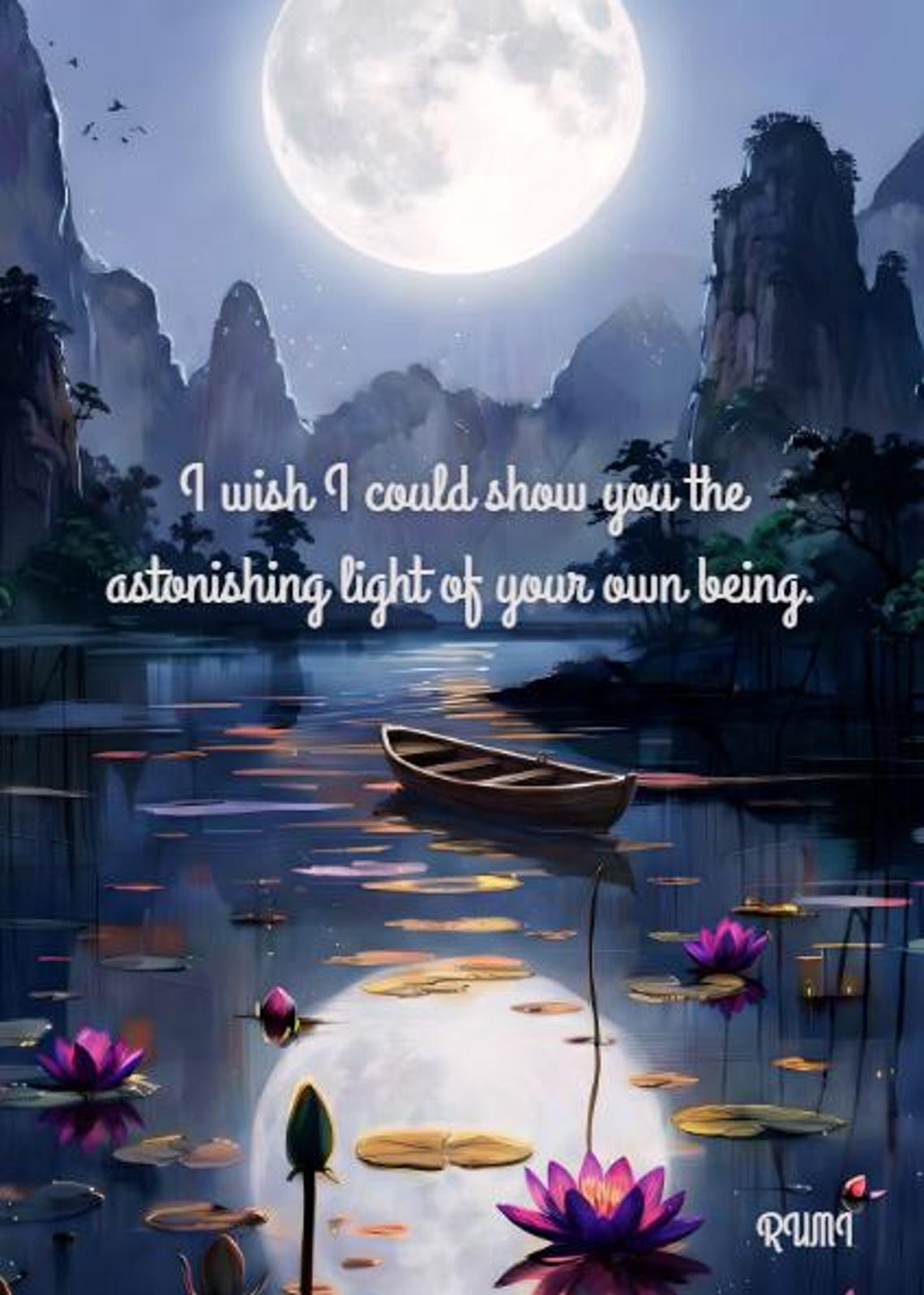 Spiritual Landscape Print With Rumi Quote – Astonishing Light Wall ...