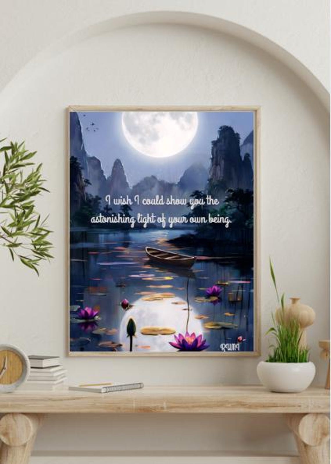 Spiritual Landscape Print With Rumi Quote – Astonishing Light Wall ...