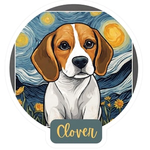 Beagle Kiss-Cut Sticker, Decal, gift for dog lovers, dog decal customized sticker, personalize laptop, Personalize with your dog's name