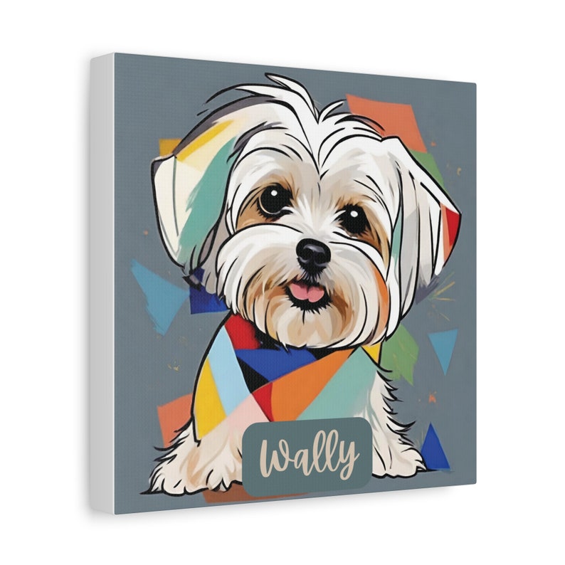 Cute Maltese Canvas Print Dog Artwork for Hallway Personalize Maltese