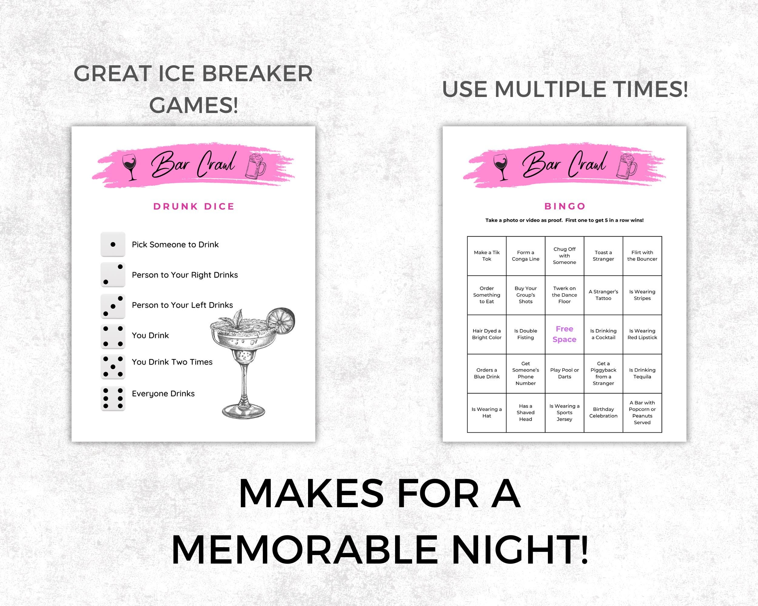Bar Crawl Games Bundle, Printable Bar Hopping Games for Birthday — free download