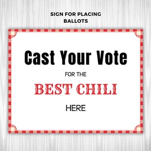 Chili Cook off Party Printable, Voting Ballots, Chili Numbers, Chili ...
