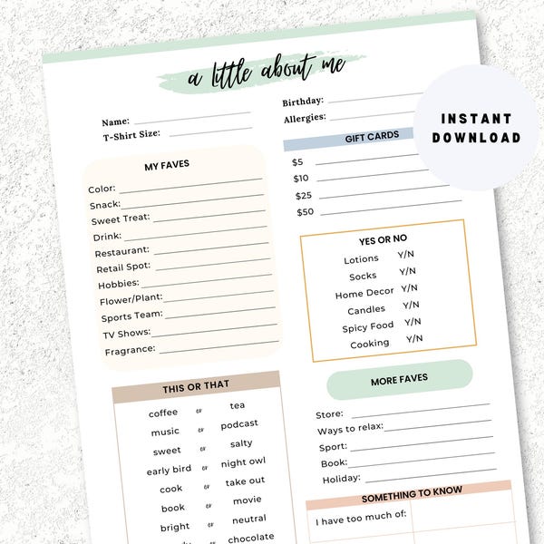Team Building Get to Know Me Questionnaire Printable - Etsy