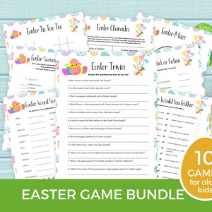 Easter Games Bundle Printable, Easter Activities, Easter Party Games, Easter Games for Kids, Easter Classroom Activities, Digital PDF