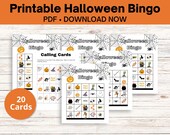 Halloween Bingo Printable, 20 Halloween Bingo Cards, Kids Halloween Party Game, Halloween Classroom Activity, Halloween Activity