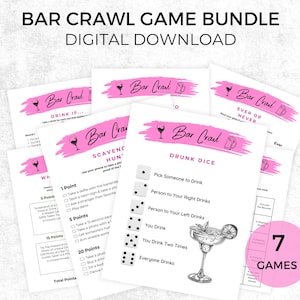 Bar Crawl Games Bundle, Printable Bar Hopping Games for Birthday, Reunion, Bingo,  Scavenger Hunt, Drinking Dice Drinking Games, Adult Games