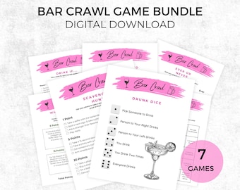 Bar Crawl Games Bundle, Printable Bar Hopping Games for Birthday, Reunion, Bingo,  Scavenger Hunt, Drinking Dice Drinking Games, Adult Games