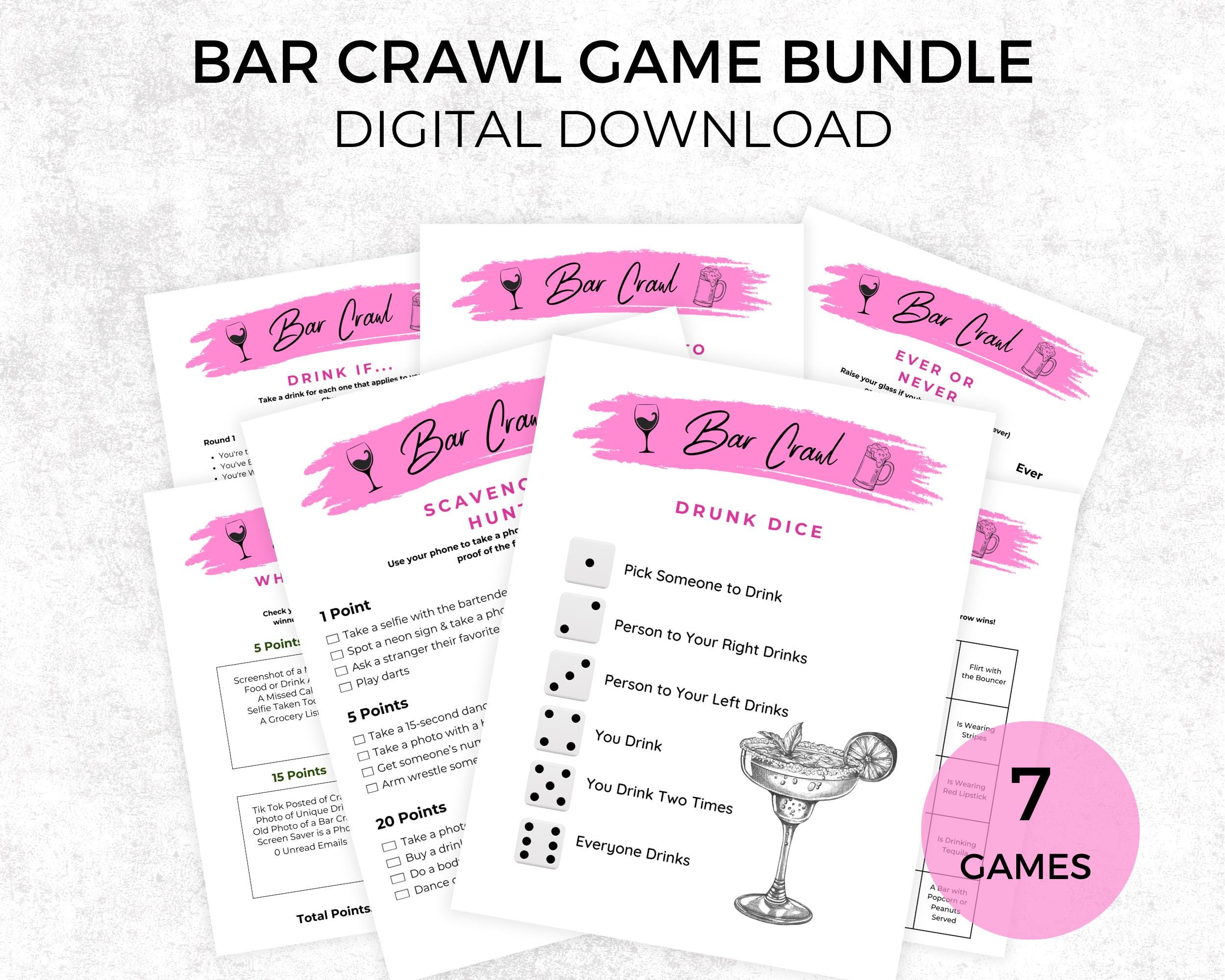 Bar Crawl Games Bundle, Printable Bar Hopping Games for Birthday — free download