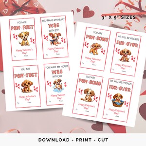 Printable Dog Valentine's Day Cards, Kids School Classroom Exchange ...