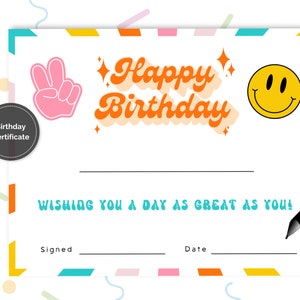 Birthday Certificate for Student, Groovy Birthday, Birthday Certificate Classroom, Student Birthday Certificate, School Birthday Certificate