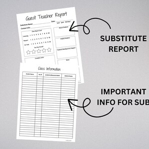 Substitute Teacher Binder Editable Template, Substitute Plans, Sub Plan ...