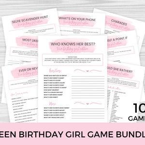 Birthday Games for Teen Bundle, Birthday Teenager Party Games, 11 Birthday Games,  Fun Teenager Girl Birthday Activities, Charades