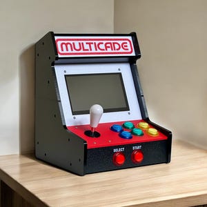 Mini Retro Bartop Arcade Cabinet Kit – Raspberry Pi Compatible – 7" Display – 3D Printed PETG DIY Arcade Build – Gamer Desk Decor