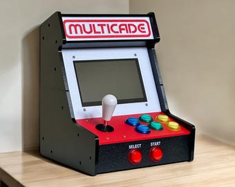 Mini Retro Bartop Arcade Cabinet Kit – Raspberry Pi Compatible – 7" Display – 3D Printed PETG DIY Arcade Build – Gamer Desk Decor