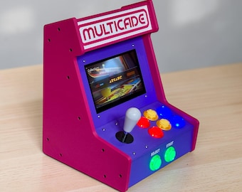 Mini Retro Bartop Arcade Cabinet Kit – Raspberry Pi Compatible – 7" Display – 3D Printed PLA DIY Arcade Build – Gamer Desk Decor