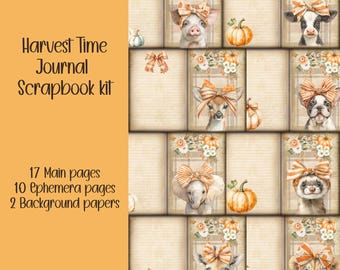 Autumn Fall Harvest Time Scrapbooking, Ephemera, Journal, Digital Download