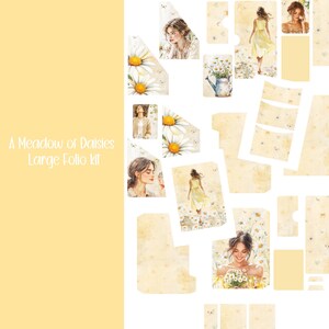 A Meadow of Daisies Large Folio Kit Scrapbooking, Ephemera, Journal, Digital Download
