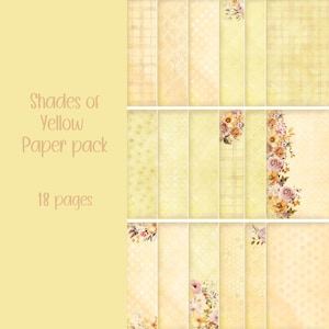 Shades of Yellow paper pack Scrapbooking, Ephemera, Journal, Digital Download
