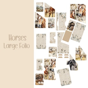 Horses Large Folio Kit Scrapbooking, Ephemera, Journal, Digital Download