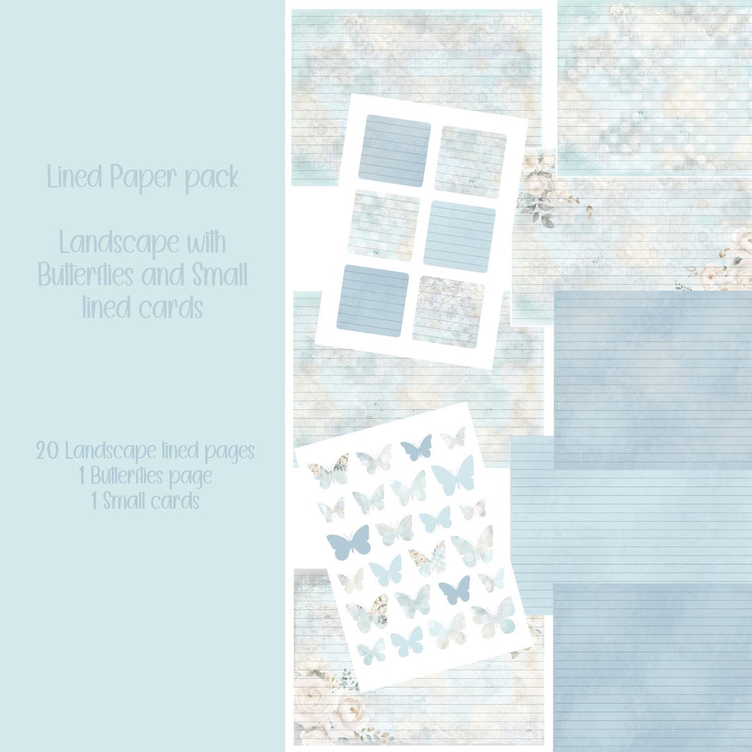 Landscape Lined Ice Paper Pack Scrapbooking, Ephemera, Journal, Digital ...