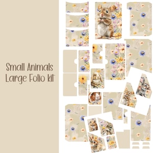 Small Animals Large Folio Kit Scrapbooking, Ephemera, Journal, Digital Download