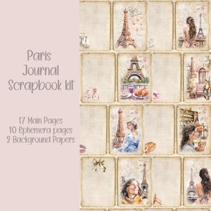 Paris Scrapbooking, Ephemera, Journal, Digital Download