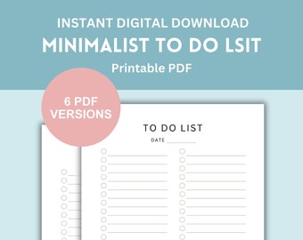 Lista de tareas minimalista imprimible: Planificador de tareas simple (descarga digital)