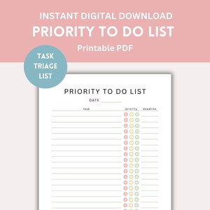 Priority to Do List Printable: Simple Task Planner (digital Download ...
