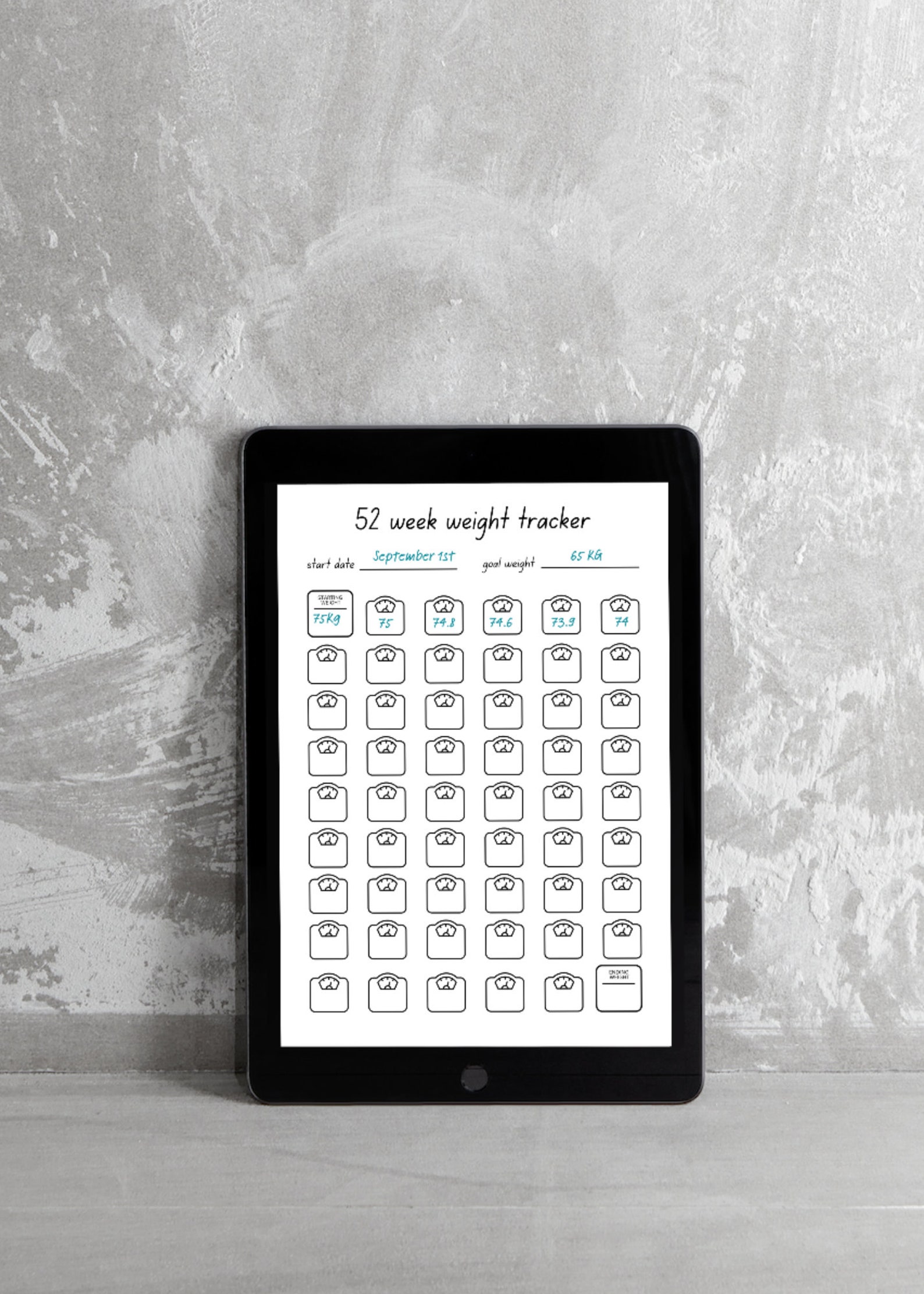 Weight Loss Tracker Printable, 52 Week Yearly Goal Overview, Instant ...