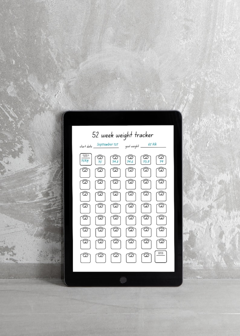 52 Week Weight Loss Tracker Printable: Yearly Goal Overview (PDF) - Etsy