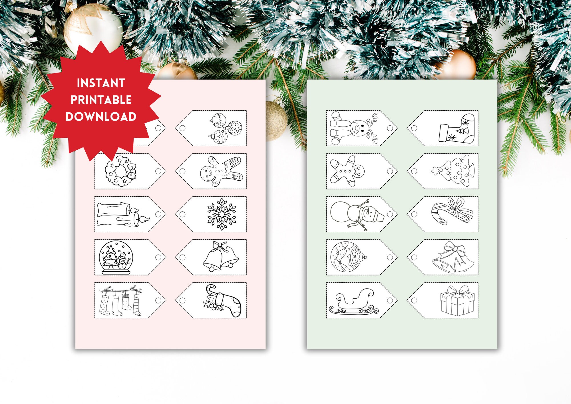 Printable Christmas Gift Tags for Colouring In, Kids Color at Home Gift ...