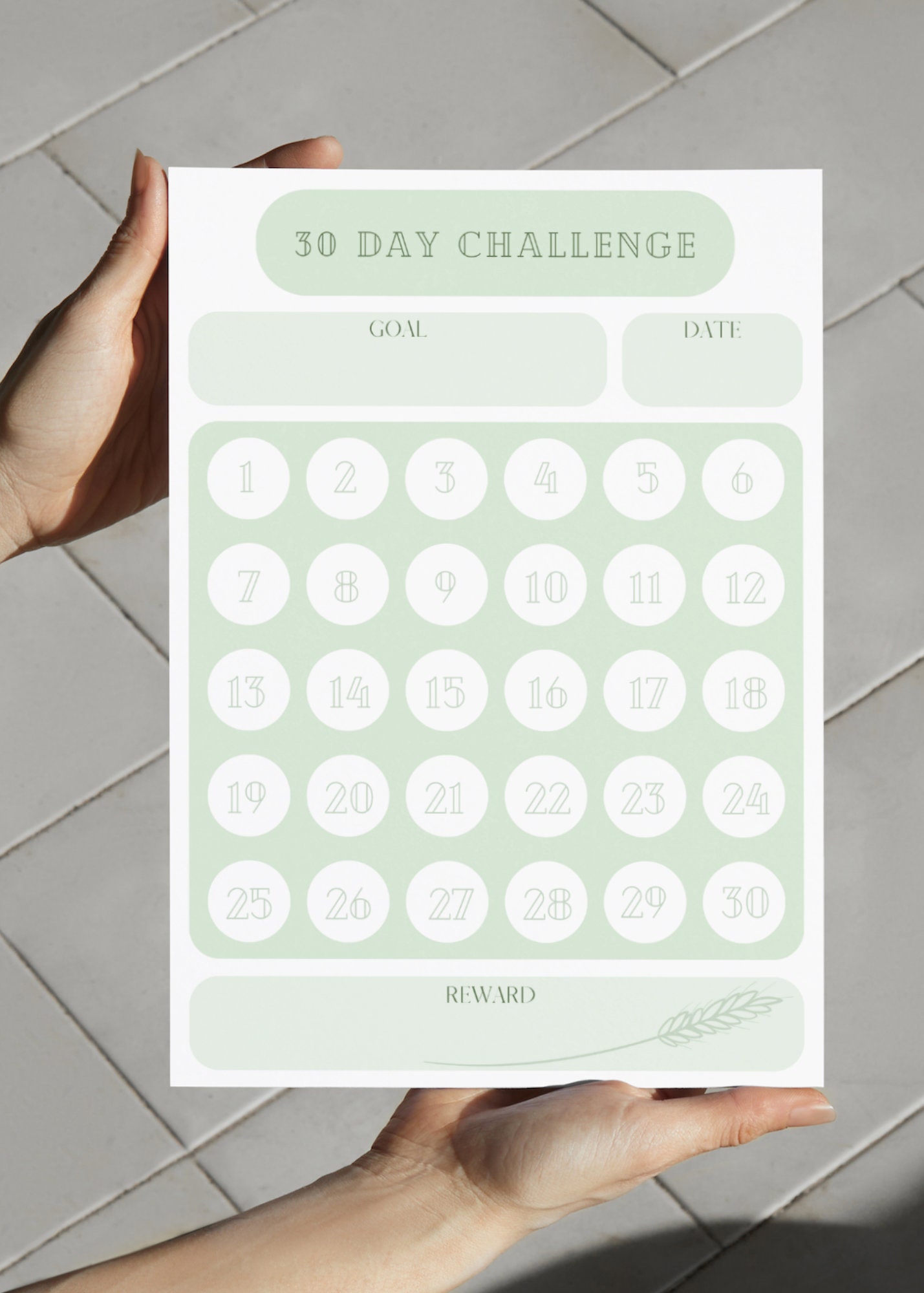30 Day Challenge Tracker: Green Boho Planner (printable Fillable PDF ...