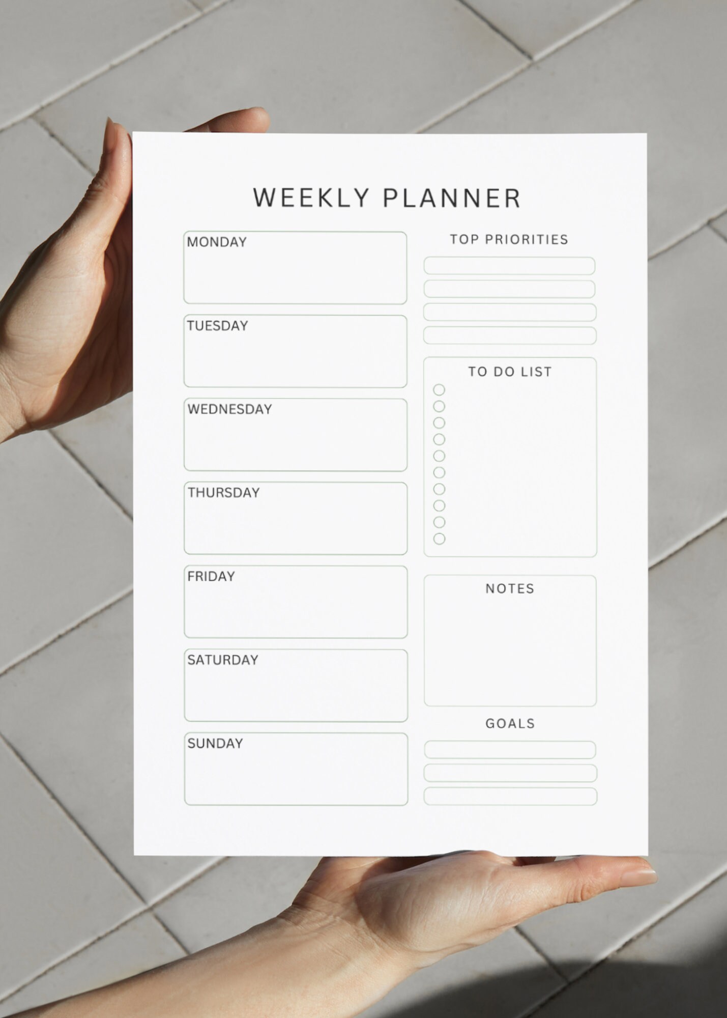 7 Day Planner Printable and Fillable PDF, Simple Planner, Personal ...