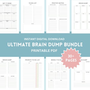 Brain Dump bundle Printable PDF, Tasks List Template, Productivity Planner, everything list, daily to-do lists, priority matrix