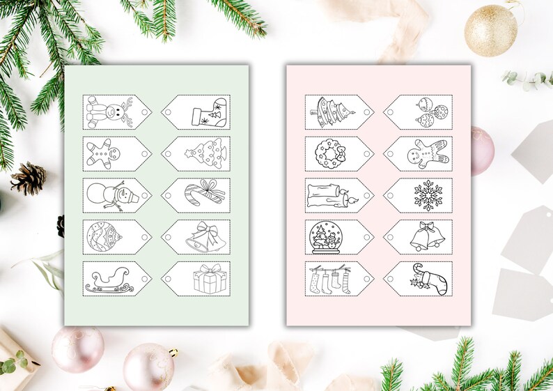 Printable Christmas Gift Tags for Colouring In, Kids Color at Home Gift ...