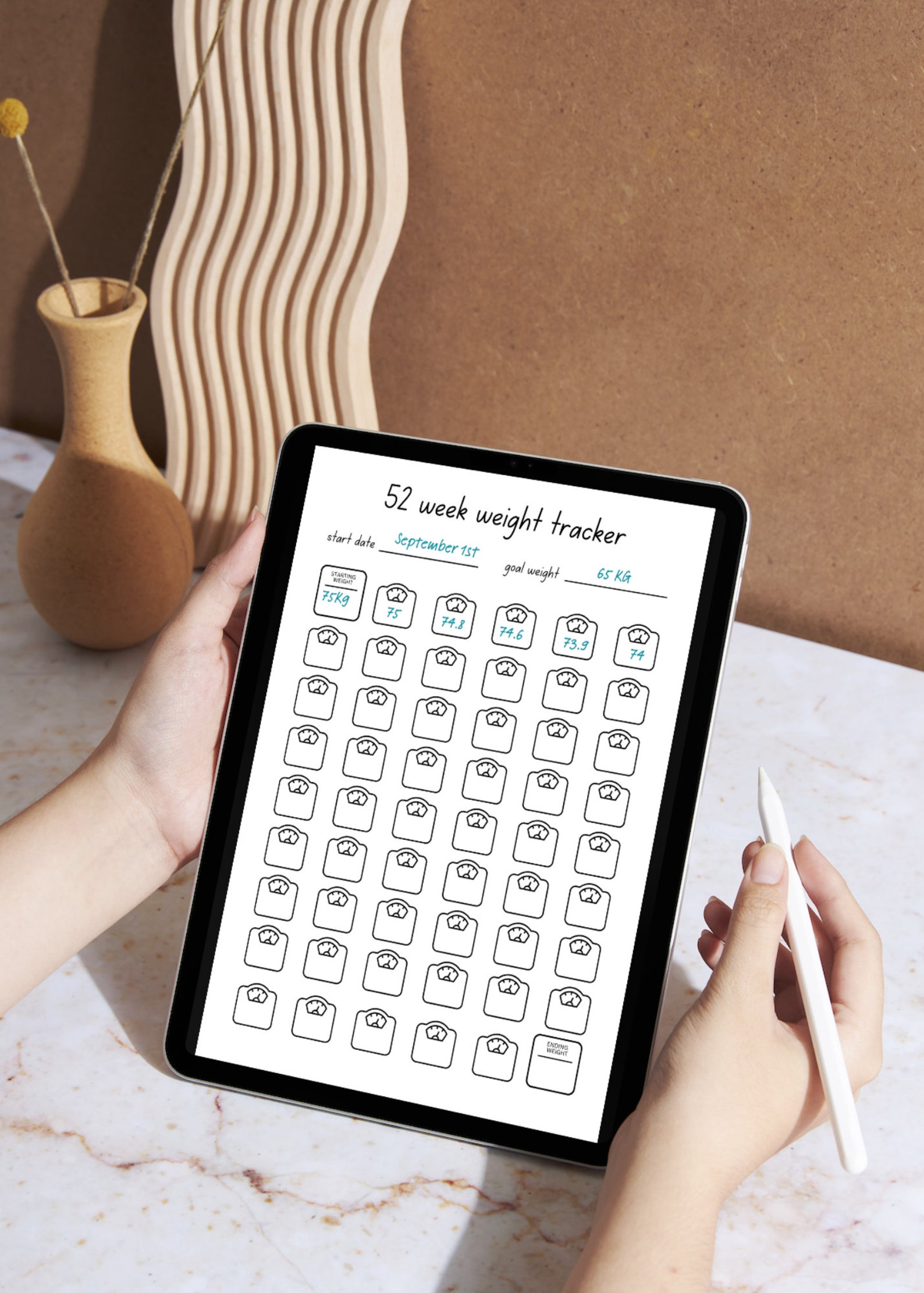 Weight Loss Tracker Printable, 52 Week Yearly Goal Overview, Instant ...