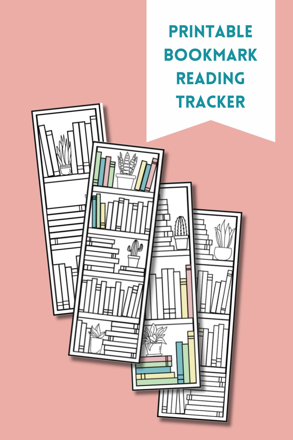 Bookshelf Reading Tracker Printable Bookmark, Instant Download PDF
