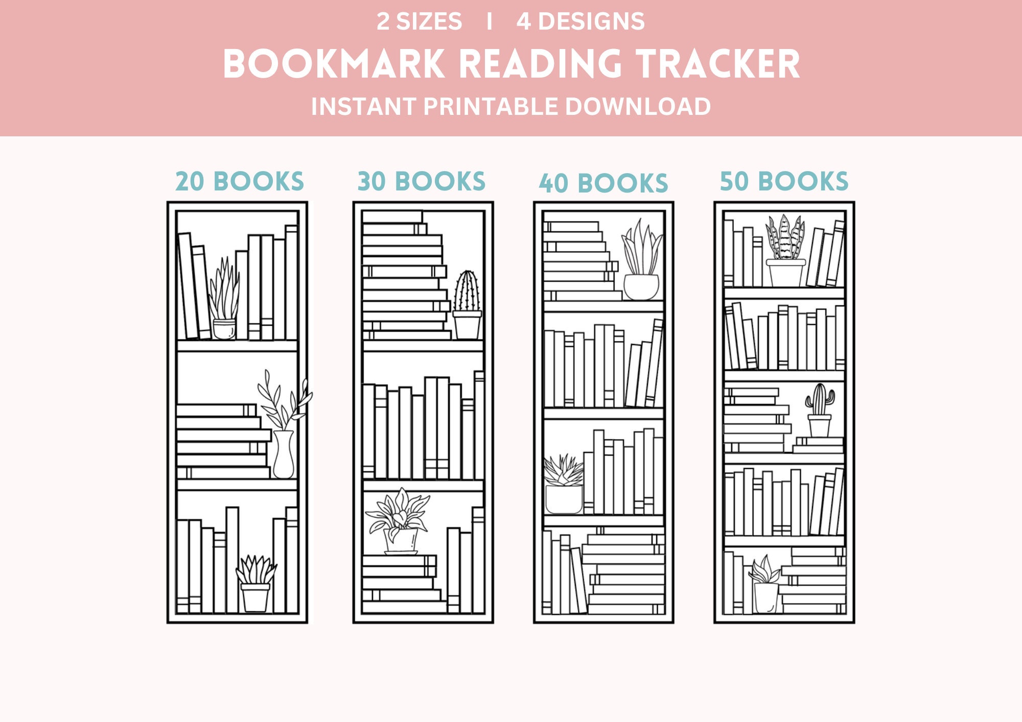 Bookshelf Reading Tracker Printable Bookmark, Instant Download PDF ...
