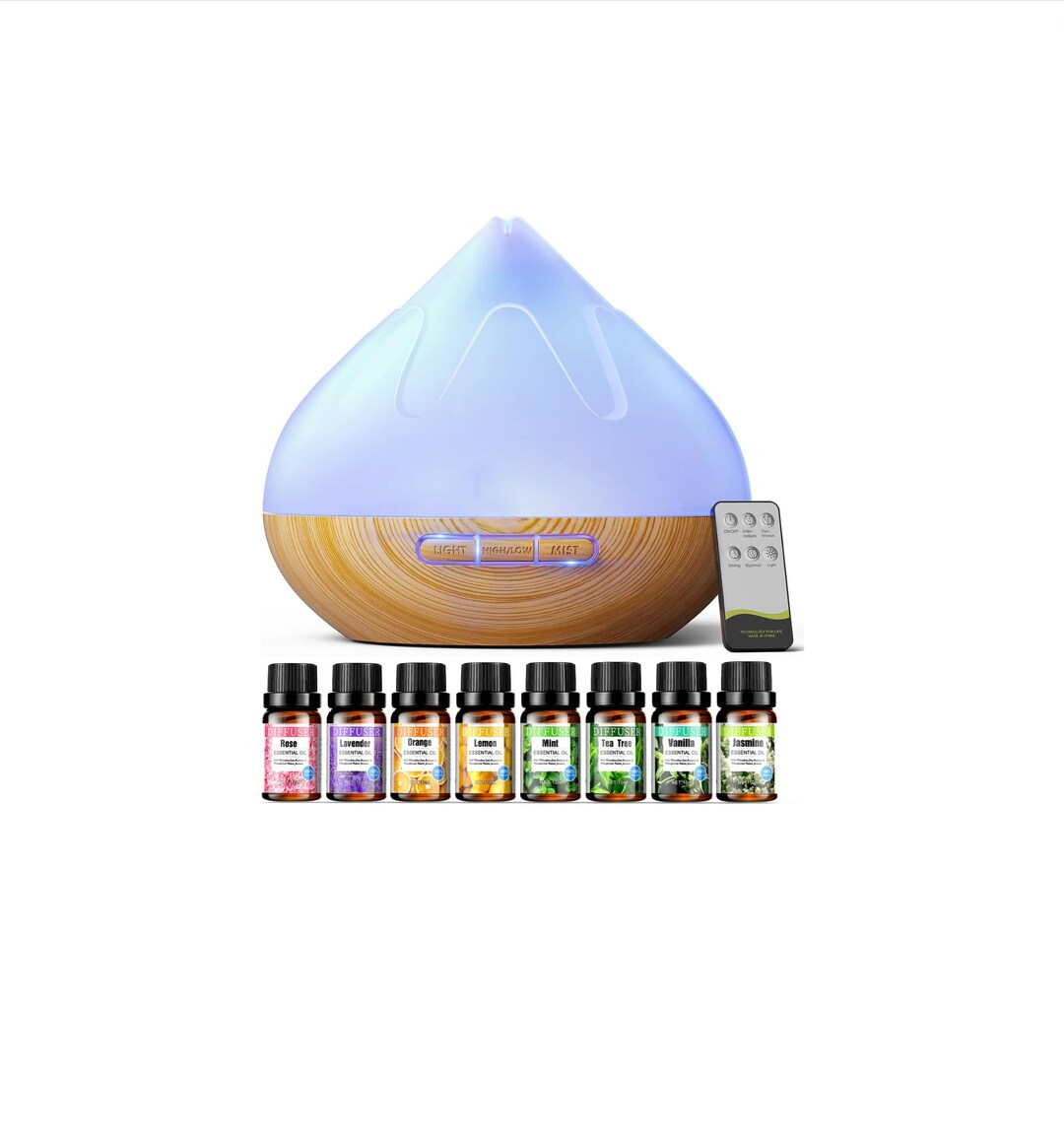 Essential Oil Diffuser Set 500ml Aroma Diffuser With Remote Control ...