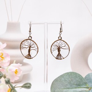 Baum des Lebens Bronzedraht Ohrringe - Schmuck für Frauen