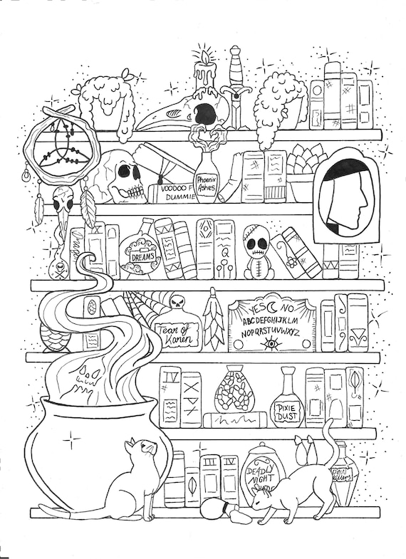 Witch's Cupboard Colouring Sheets