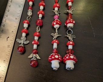 Red and Orange Mushroom Keychains