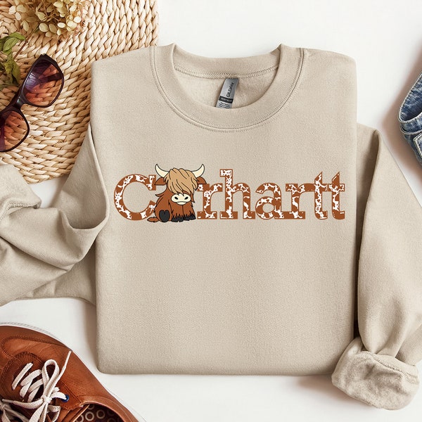 Highland Cow C*rhartt Inspired Hoodie - Cow Lover - Hooded Sweatshirt