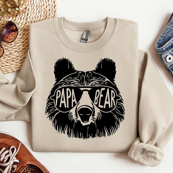 Papa Bear Sunglass, Papa Bear Sweater, Dad Sweatshirt, Father's Day t-hoodie, husband present, family Sweatshirt, Father's Day Gift