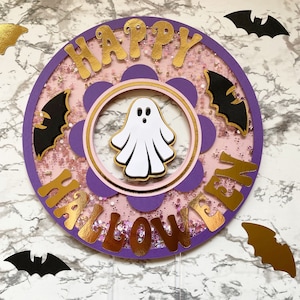 Halloween Cake Topper with Shaker, Happy Halloween Cake Topper, Spooky Cake Topper, Ghost Cake Topper, Halloween Party Decorations