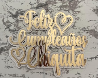 Feliz Cumpleaños Cake Topper, Feliz Cumpleaños Personalized Cake Topper,  Birthday Cake Topper, Custom Cake Topper in Spanish