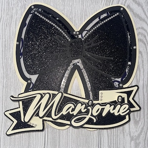 Coquette Bow Cake Topper Black and Ivory with Pearls, Black Bow Birthday Cake Topper, Bow party theme, Bow Cake Topper, Coquette Cake Topper